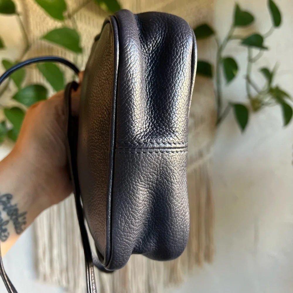 Vintage Anne Klein Oroton Leather Crossbody Bag Navy Leather Tassel Purse 80s